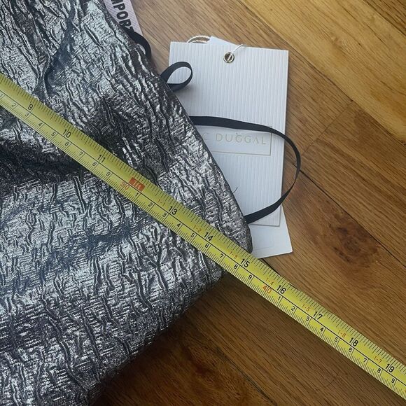 MAC DUGGAL One Shoulder Bow Midi Dress Size 2 Silver NEW Party Formal Wedding - Picture 12 of 14